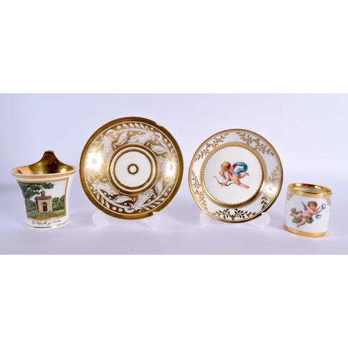 9 - A 19TH CENTURY NAPLES ITALIAN PORCELAIN CUP AND SAUCER together with a Berlin cup and saucer. Larges... 