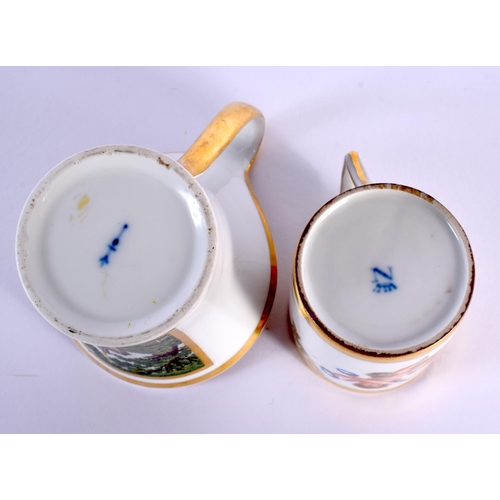 9 - A 19TH CENTURY NAPLES ITALIAN PORCELAIN CUP AND SAUCER together with a Berlin cup and saucer. Larges... 