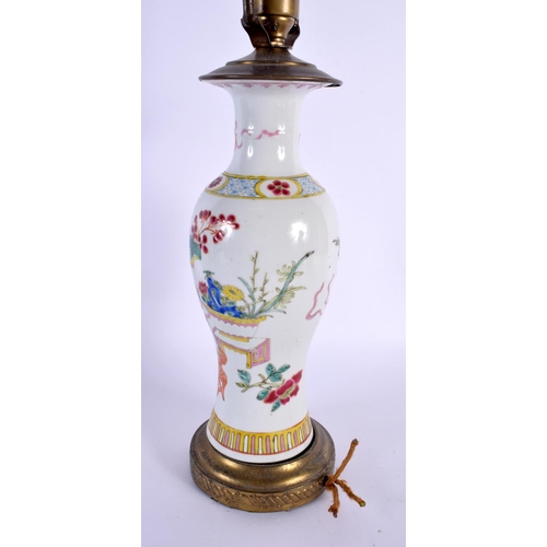 99 - AN EARLY 20TH CENTURY CHINESE FAMILLE ROSE PORCELAIN LAMP Guangxu. 50 cm high.