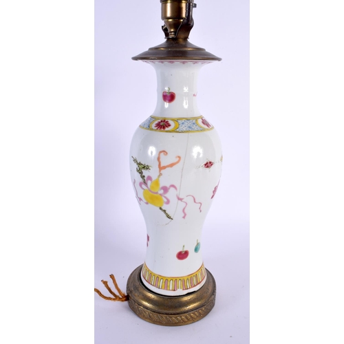 99 - AN EARLY 20TH CENTURY CHINESE FAMILLE ROSE PORCELAIN LAMP Guangxu. 50 cm high.