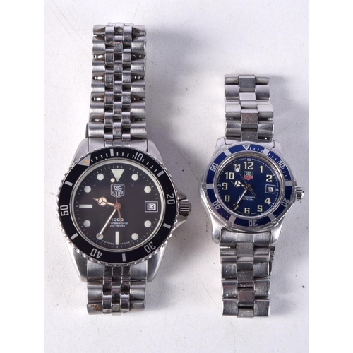 759 - TWO VINTAGE TAG HEUER WATCHES.  Largest dial 4cm incl crown (2)