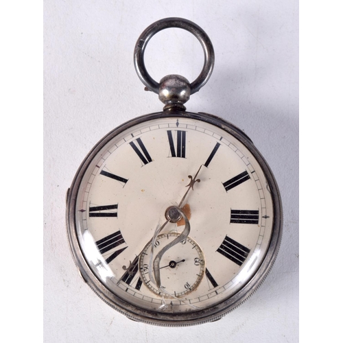 765D - A VICTORIAN SILVER POCKET WATCH.  Hallmarked London 1872, dial 5.3cm, weight 151.3g