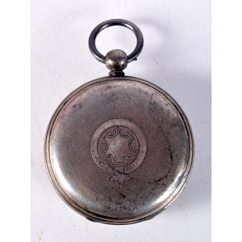 765D - A VICTORIAN SILVER POCKET WATCH.  Hallmarked London 1872, dial 5.3cm, weight 151.3g