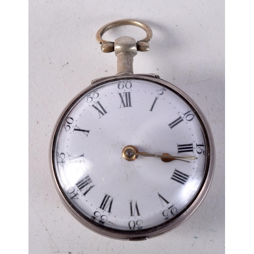 768 - J RICHARDS , LONDON. A SILVER KEY WIND PAIR CASE POCKET WATCH.  Case hallmarked London 1767.  Watch ... 