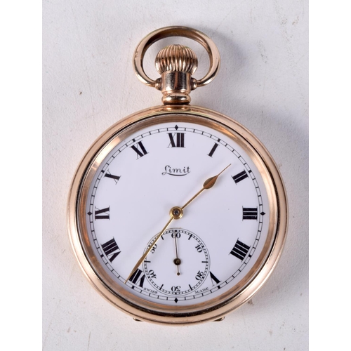 771 - A GOLD PLATED LIMIT POCKET WATCH.  Dial 5cm excluding crown