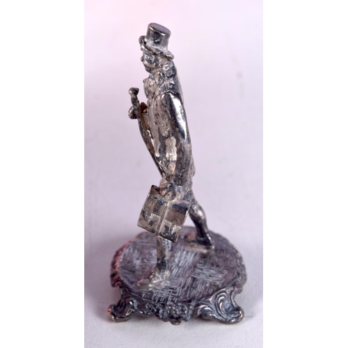 775D - A CONTEMPORARY SILVER FIGURE OF AN EDWARDIAN GENTLEMAN.  Hallmarked London 1975, 6.6cm x 3.1cm x 3.1... 