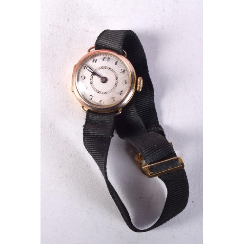 785E - AN ANTIQUE GOLD CASED LADIES WATCH.  Dial 2.3cm incl crown, weight 10.4g