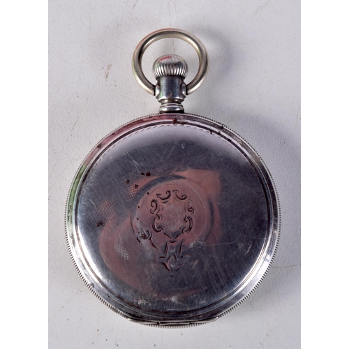 790D - A STERLING SILVER ELGIN POCKET WATCH .  Stamped Sterling 925, 5cm diameter, weight 102g