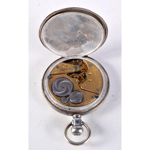 790D - A STERLING SILVER ELGIN POCKET WATCH .  Stamped Sterling 925, 5cm diameter, weight 102g