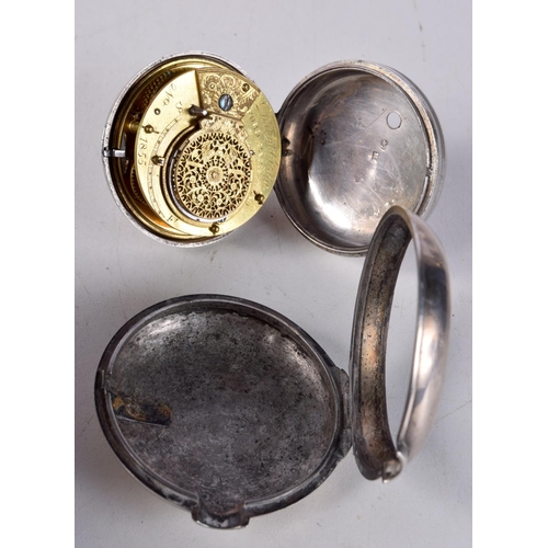 790E - A PEAR CASED SILVER POCKET WATCH.   Hallmarked Birmingham, 5.6cm diameter, total weight 134g