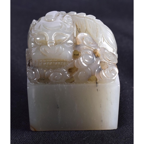 1502 - A GROUP OF EIGHT 19TH/20TH CENTURY CHINESE CARVED JADE SEALS in various forms and sizes. Largest 3.2... 