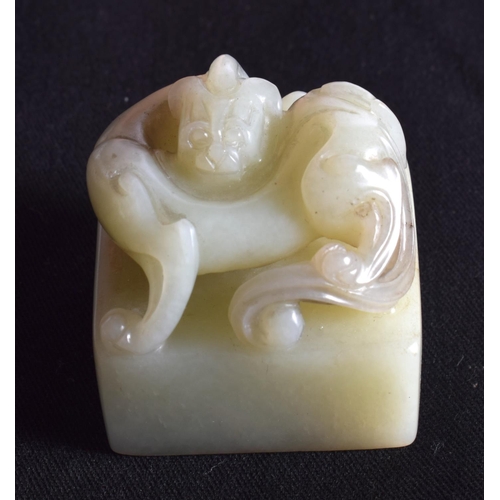 1502 - A GROUP OF EIGHT 19TH/20TH CENTURY CHINESE CARVED JADE SEALS in various forms and sizes. Largest 3.2... 