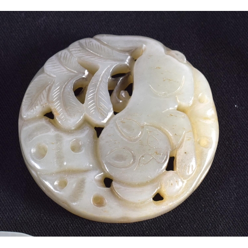 1503 - A GROUP OF NINE 19TH/20TH CENTURY CHINESE CARVED JADE BI DISCS in various forms and sizes. Largest 6... 