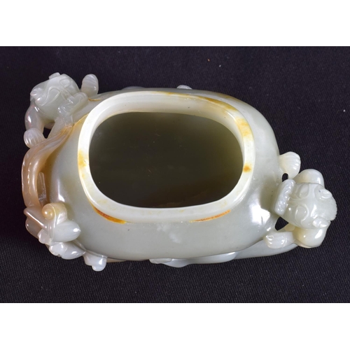 1504 - A GROUP OF FIVE 19TH/20TH CENTURY CHINESE CARVED JADE BRUSH WASHERS in various forms and sizes. 11 c... 