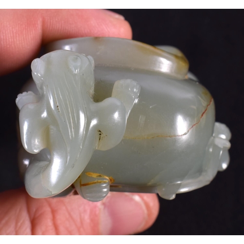 1504 - A GROUP OF FIVE 19TH/20TH CENTURY CHINESE CARVED JADE BRUSH WASHERS in various forms and sizes. 11 c... 