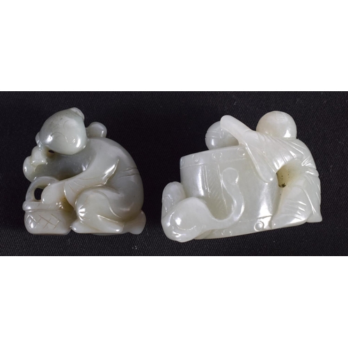 1510 - A SET OF FIVE 19TH/20TH CENTURY CHINESE CARVED JADE FIGURES modelled in various forms and sizes. Lar... 