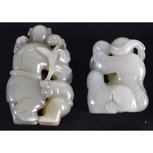 1510 - A SET OF FIVE 19TH/20TH CENTURY CHINESE CARVED JADE FIGURES modelled in various forms and sizes. Lar... 