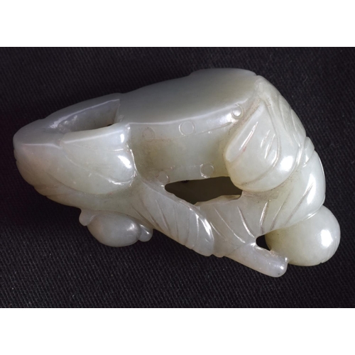 1511 - FOUR 19TH/20TH CENTURY CHINESE CARVED JADE FIGURES together with a jade beast seal. Largest 7 cm x 4... 