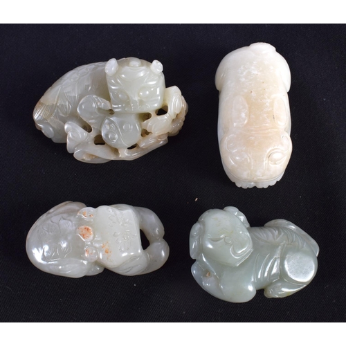 1514 - A GROUP OF EIGHT 19TH/20TH CENTURY CHINESE CARVED JADE BEASTS in various forms and sizes. Largest 6 ... 