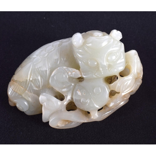 1514 - A GROUP OF EIGHT 19TH/20TH CENTURY CHINESE CARVED JADE BEASTS in various forms and sizes. Largest 6 ... 