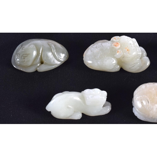 1514 - A GROUP OF EIGHT 19TH/20TH CENTURY CHINESE CARVED JADE BEASTS in various forms and sizes. Largest 6 ... 