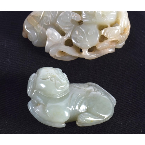 1514 - A GROUP OF EIGHT 19TH/20TH CENTURY CHINESE CARVED JADE BEASTS in various forms and sizes. Largest 6 ... 