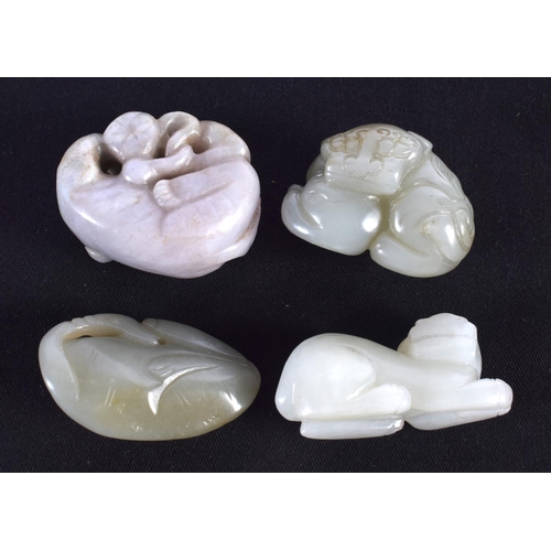 1514 - A GROUP OF EIGHT 19TH/20TH CENTURY CHINESE CARVED JADE BEASTS in various forms and sizes. Largest 6 ... 