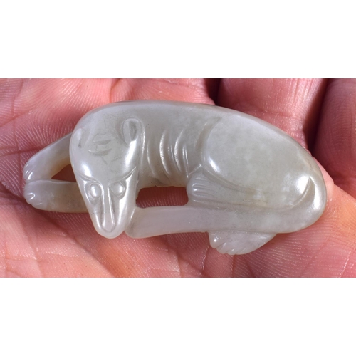 1515 - A GROUP OF FIVE 19TH/20TH CENTURY CHINESE CARVED JADE FIGURES OF ANIMALS in various forms and sizes.... 