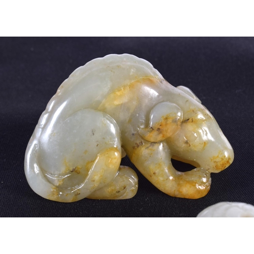 1515 - A GROUP OF FIVE 19TH/20TH CENTURY CHINESE CARVED JADE FIGURES OF ANIMALS in various forms and sizes.... 