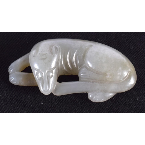 1515 - A GROUP OF FIVE 19TH/20TH CENTURY CHINESE CARVED JADE FIGURES OF ANIMALS in various forms and sizes.... 