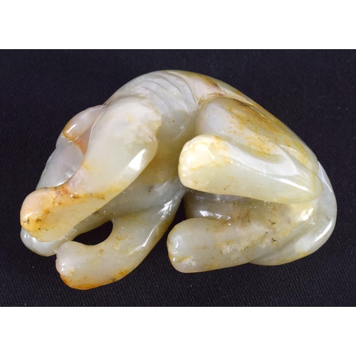 1515 - A GROUP OF FIVE 19TH/20TH CENTURY CHINESE CARVED JADE FIGURES OF ANIMALS in various forms and sizes.... 