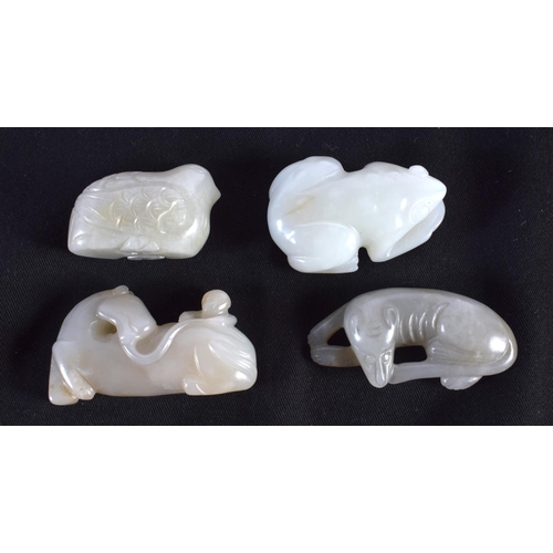 1515 - A GROUP OF FIVE 19TH/20TH CENTURY CHINESE CARVED JADE FIGURES OF ANIMALS in various forms and sizes.... 