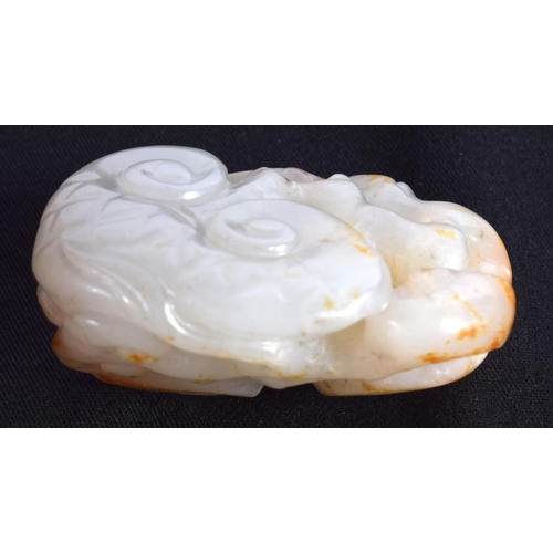 1518 - TWO 19TH/20TH CENTURY CHINESE CARVED JADE BELT BUCKLES together with a white jade lingzhi fungus & a... 