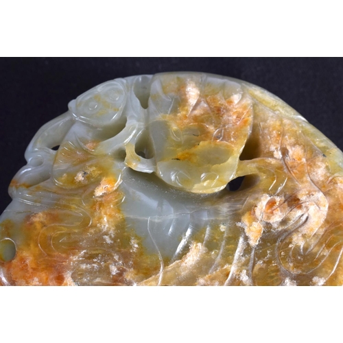 1518 - TWO 19TH/20TH CENTURY CHINESE CARVED JADE BELT BUCKLES together with a white jade lingzhi fungus & a... 