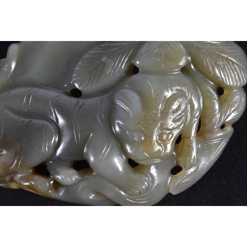 1518 - TWO 19TH/20TH CENTURY CHINESE CARVED JADE BELT BUCKLES together with a white jade lingzhi fungus & a... 