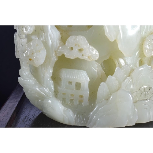 1519 - TWO 19TH/20TH CENTURY CHINESE CARVED JADE MOUNTAIN BOULDERS together with a jade vase with cover & a... 