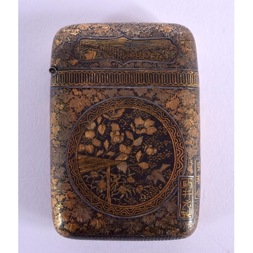 1531 - A RARE 19TH CENTURY JAPANESE MEIJI PERIOD IRON GOLD INLAID VESTA CASE by Komai, decorated with birds... 