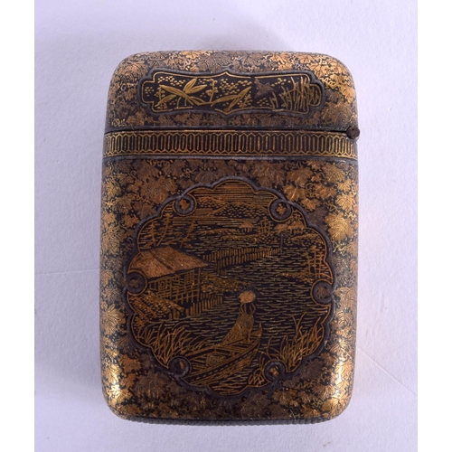 1531 - A RARE 19TH CENTURY JAPANESE MEIJI PERIOD IRON GOLD INLAID VESTA CASE by Komai, decorated with birds... 