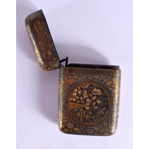 1531 - A RARE 19TH CENTURY JAPANESE MEIJI PERIOD IRON GOLD INLAID VESTA CASE by Komai, decorated with birds... 