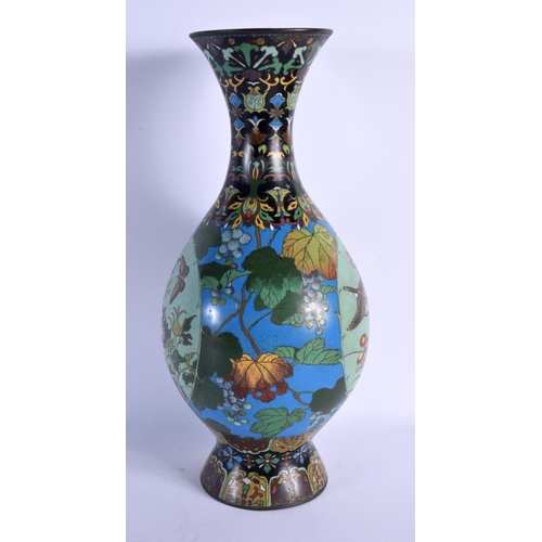 1533 - A LARGE LATE 19TH CENTURY JAPANESE MEIJI PERIOD CLOISONNE ENAMEL VASE decorated with butterflies and... 