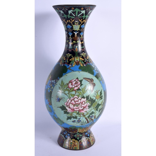 1533 - A LARGE LATE 19TH CENTURY JAPANESE MEIJI PERIOD CLOISONNE ENAMEL VASE decorated with butterflies and... 