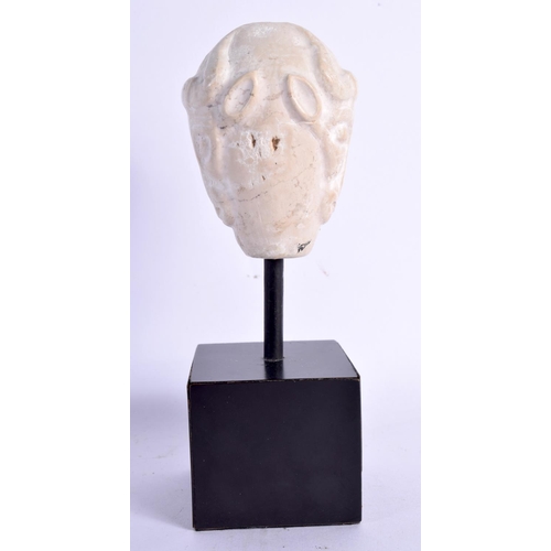 1560 - A RARE MESOPOTAMIA SUMERIAN 4000 BC MARBLE DOUBLE SIDED HEAD VASE. 16 cm high. Provenance: Private U... 