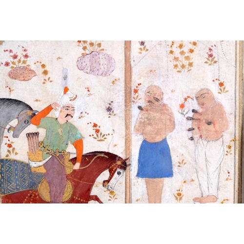 1587 - A 15TH CENTURY IRANIAN FIRDAUSI MANUSCRIPT MINIATURE PAINTING depicting Ardeshir executing Hafted an... 