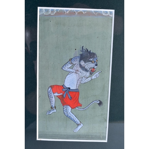 1588 - A 19TH CENTURY NEPALESE NORTH INDIAN PAINTED MINIATURE depicting a mythical beast or demon tantric. ... 