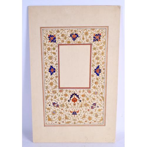 1590 - A FINE 19TH CENTURY IRANIAN FLORAL QAJAR BORDERED PANEL. 46 cm x 32 cm.