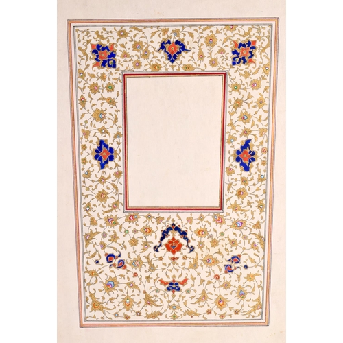 1590 - A FINE 19TH CENTURY IRANIAN FLORAL QAJAR BORDERED PANEL. 46 cm x 32 cm.