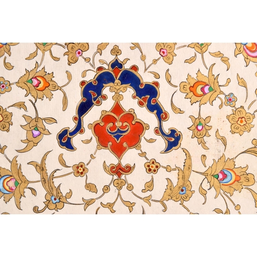 1590 - A FINE 19TH CENTURY IRANIAN FLORAL QAJAR BORDERED PANEL. 46 cm x 32 cm.