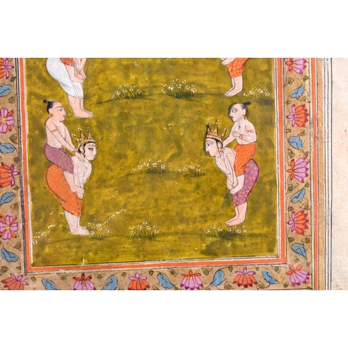 1594 - A LATE 18TH/19TH CENTURY INDIAN HINDU KASHMIR PAINTED MINIATURE ILLUSTRATION with a typically Kashmi... 