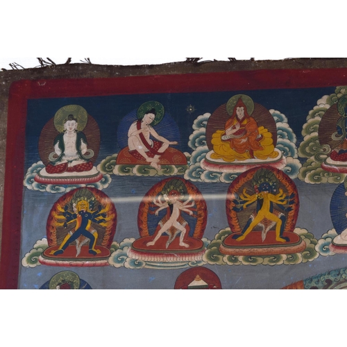 1596 - A 19TH CENTURY SINO TIBETAN PAINTED TANTRIC THANGKA Tempera & Cotton, depicting Yamantaka, Destroyer... 