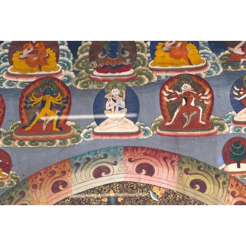 1596 - A 19TH CENTURY SINO TIBETAN PAINTED TANTRIC THANGKA Tempera & Cotton, depicting Yamantaka, Destroyer... 